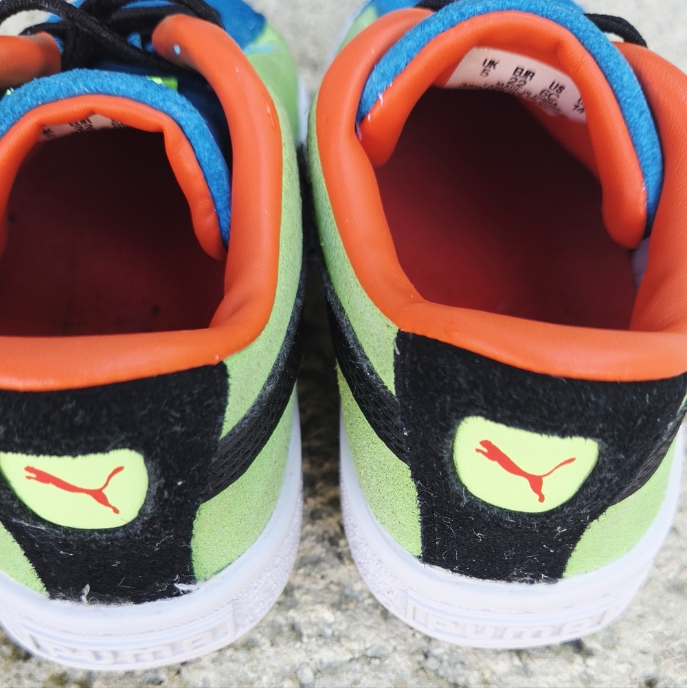 Puma Kids' Blue & Green Suede Low-Top Sneakers - Picture 6 of 10